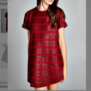Red Plaid Tunic Dress